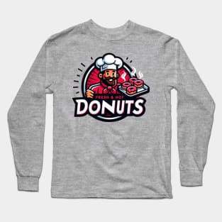 Mustached Chefs Fresh and Hot Donuts Long Sleeve T-Shirt